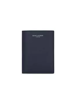 Бумажник для кредитных карт из тисненой кожи Grain De Poudre Saint Laurent, синий