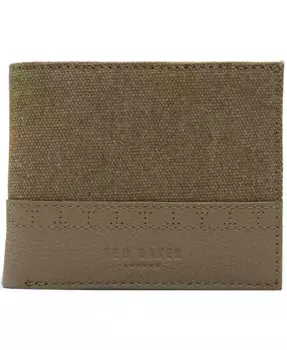 Бумажник из оливковой кожи с канвасом Ted Baker, зеленый