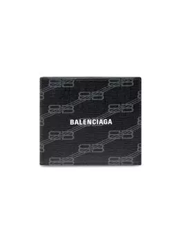 Бумажник Signature Square в сложенном виде BB Канва с покрытием Monogram Balenciaga, черный