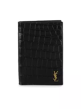 Бумажник в два сложения из кожи с тиснением под крокодила Saint Laurent