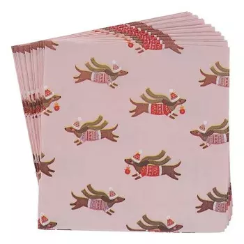 Бумажные салфетки BUTLERS APRS Dackel allover, 33 см, розовый