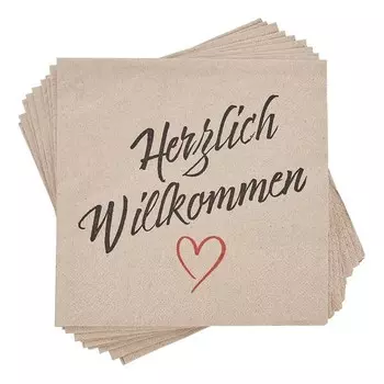 Бумажные салфетки BUTLERS APRS Willkommen, 33 см, натуральный