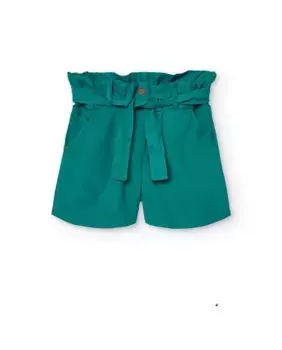 Бумажный пакет для девочек Бермуды шорты из однотонной ткани Boboli, темно-зеленый
