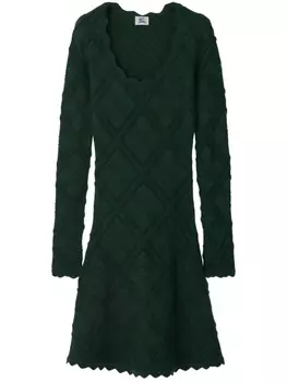 Burberry Aran long-sleeve knitted dress, зеленый