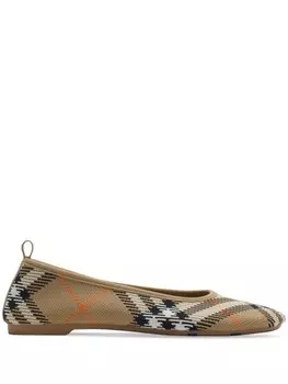 Burberry балетки вязаные в клетку, нейтральный цвет