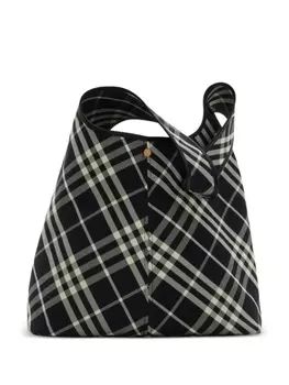 Большая клетчатая сумка Burberry через плечо, черный