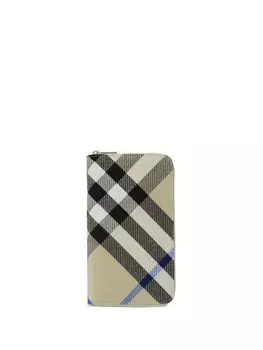 Burberry большой кошелек в клетку на молнии, нейтральный цвет