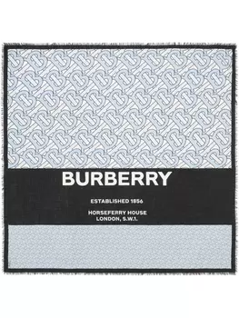 Burberry большой платок с монограммой, синий