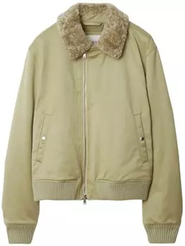 Burberry бомбер с меховым воротником, нейтральный цвет