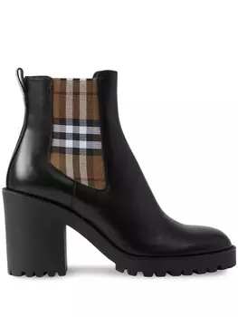 Burberry ботильоны с клетчатой вставкой, черный
