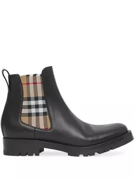 Burberry ботинки челси с клетчатой вставкой, черный