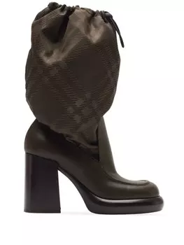 Burberry ботинки с квадратным носком и клетчатым узором, коричневый