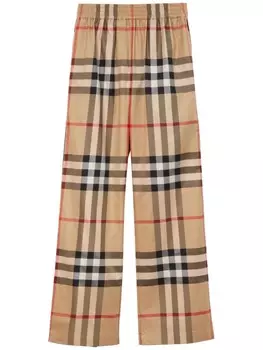 Burberry брюки из хлопка в клетку, нейтральный цвет
