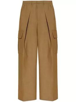 Burberry брюки карго из шерсти со складками, нейтральный цвет