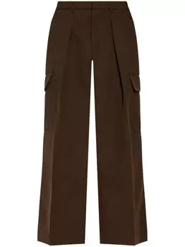 Burberry брюки карго из шерсти со складками, коричневый