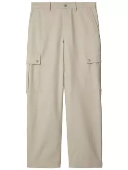 Burberry брюки карго из смесового хлопка, нейтральный цвет