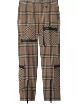 Burberry брюки карго в клетку, коричневый