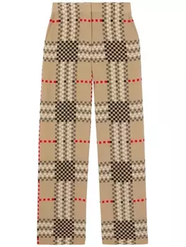 Burberry брюки широкого кроя в клетку Pixel Check, нейтральный цвет