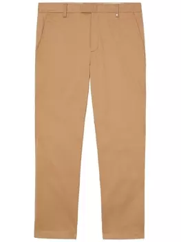 Burberry брюки строгого кроя с вышитым логотипом, коричневый