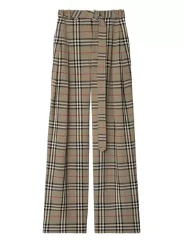 Burberry брюки в клетку с поясом, нейтральный