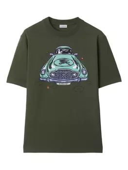 Burberry car-print cotton футболка, зеленый
