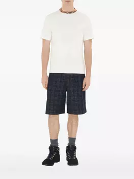 Burberry checked-trim cotton Футболка, белый