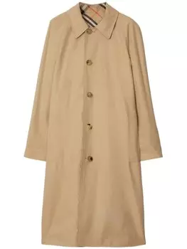 Burberry длинное двустороннее габардиновое пальто, нейтральный цвет
