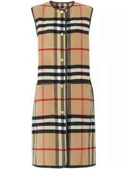 Burberry длинный жилет в клетку Vintage Check, нейтральный цвет