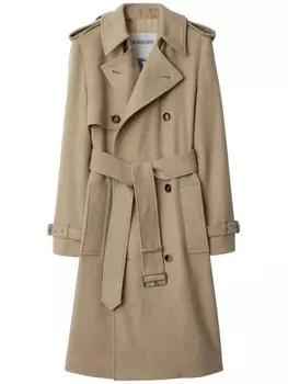 Burberry двубортный кашемировый тренчкот, нейтральный цвет
