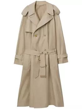 Burberry двубортный шелковый тренч, нейтральный цвет