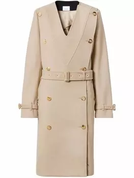 Burberry двубортный тренч, нейтральный цвет