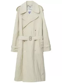 Burberry двубортный тренч с поясом, нейтральный цвет