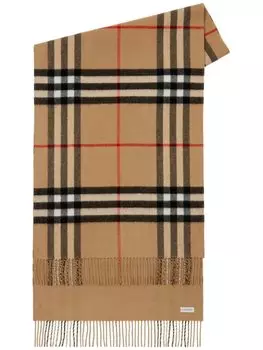 Burberry двусторонний кашемировый шарф в клетку, коричневый