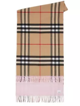 Burberry двусторонний кашемировый шарф в клетку, розовый