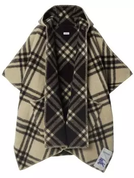 Burberry двусторонний кейп в клетку, нейтральный цвет