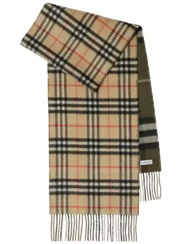 Burberry двусторонний клетчатый кашемировый шарф, зеленый