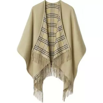 Burberry Двусторонний плащ-накидка из шерсти в клетку, женский, зеленый