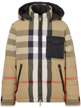 Burberry двусторонний пуховик в клетку Exaggerated Check, нейтральный цвет