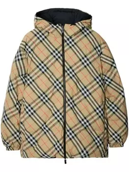 Burberry двусторонний пуховик в клетку, нейтральный цвет