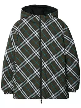 Burberry двусторонний пуховик в клетку, зеленый