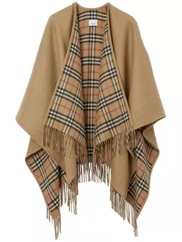 Burberry двусторонний шерстяной кейп в клетку, нейтральный цвет