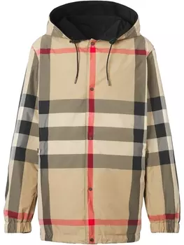 Burberry двусторонняя куркта в клетку с капюшоном, черный
