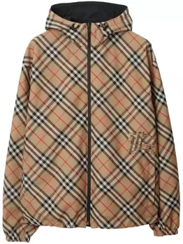 Burberry двусторонняя куртка в клетку Vintage Check с капюшоном, коричневый