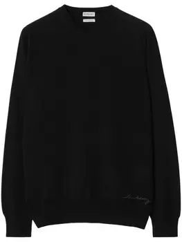 Burberry джемпер из кашемира с вышитым логотипом, черный