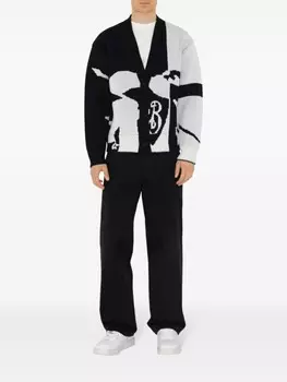 Burberry eKD-интарсия-вязаный кашемировый кардиган, черный