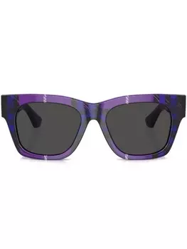 Burberry Eyewear солнцезащитные очки трапециевидной формы в клетку, фиолетовый