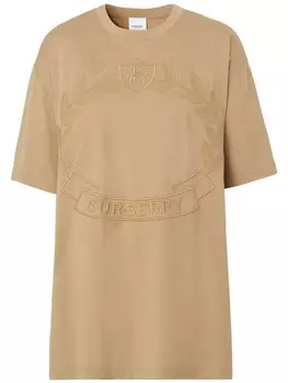 Burberry футболка оверсайз с вышивкой, нейтральный цвет