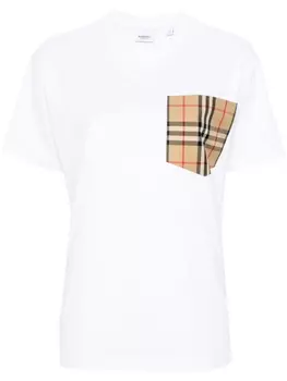 Burberry футболка с карманом в клетку Vintage Check, белый