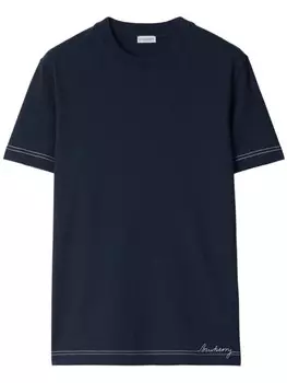 Burberry футболка с контрастной строчкой, синий