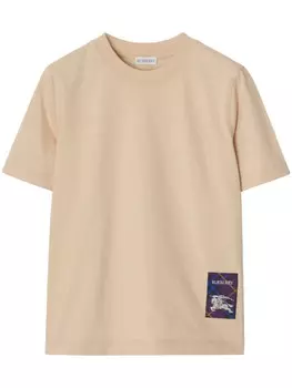 Burberry футболка с нашивкой в клетку, нейтральный